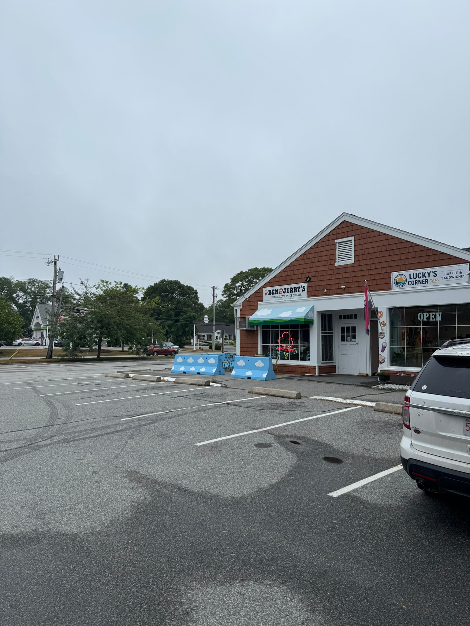 Parking in front of Luckys Corner Cafe
